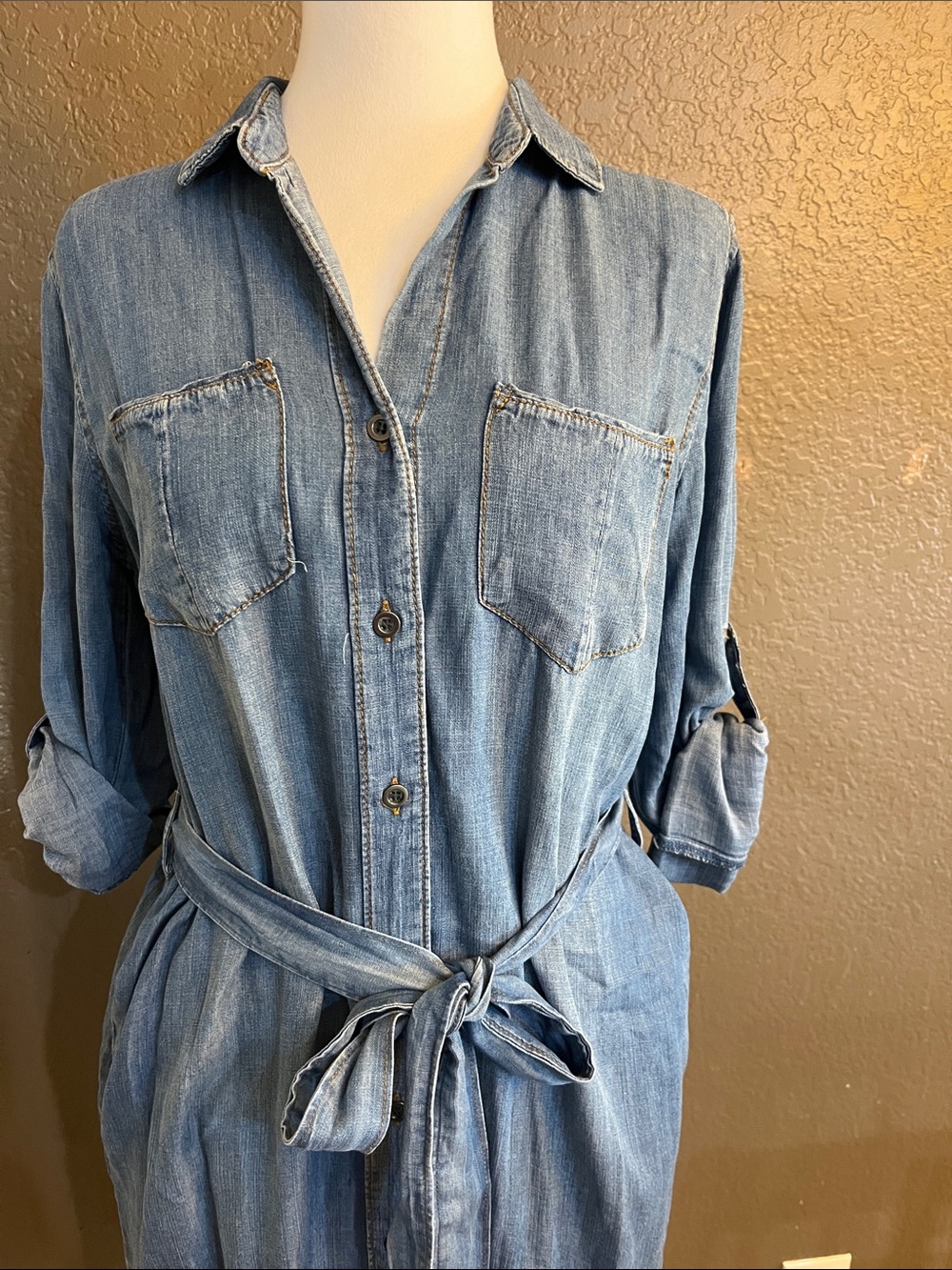 Velvet Heart Denim Shirt Dress - Blue - Picture 2 of 7
